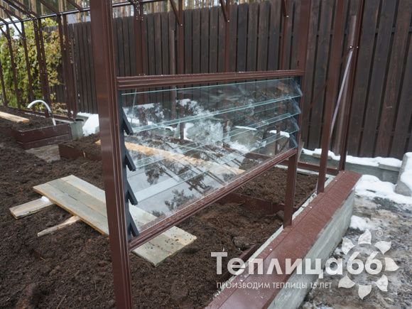 Форточка жалюзийная для теплиц botanik на 3 стекла, 150 мм