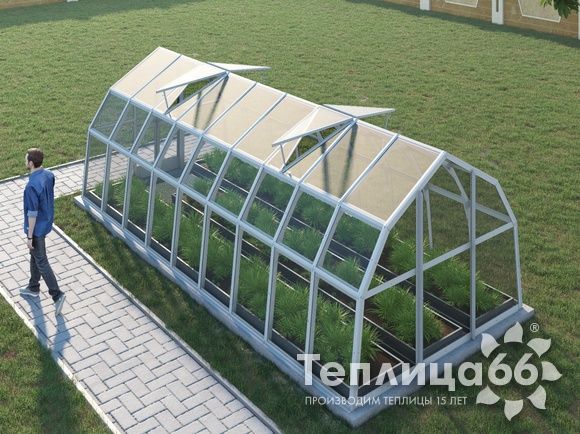 Теплица Рада Нева под стекло, 2,65х6 метров, белая