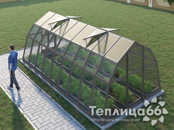 Теплица Рада Волга под стекло, 3х6 метров, графитовая