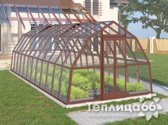 Теплица Рада Исеть под стекло 3х8 метров, коричневая