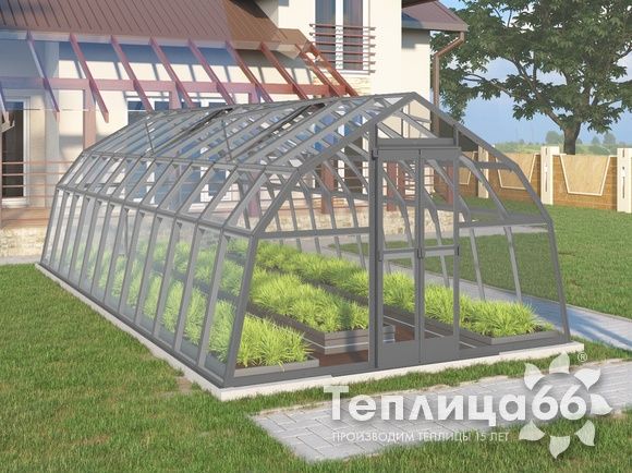 Теплица Рада Дунай под стекло, 3,5х8 метра, графитовая