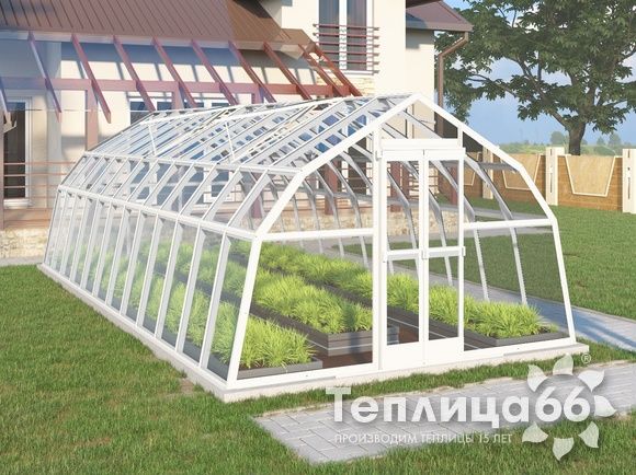 Теплица Рада Дунай под стекло, 3,5х8 метра, белая