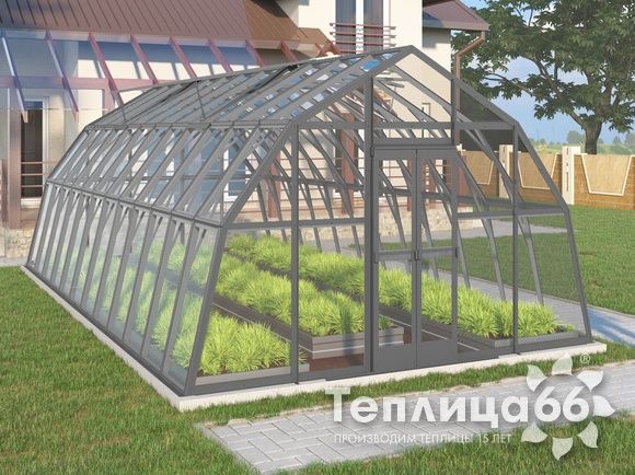 Теплица Рада Енисей под стекло, 4х8 метров, графитовая