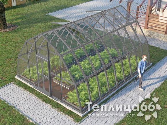 Теплица Рада Нил под стекло, 4,5х6 метров, графитовая