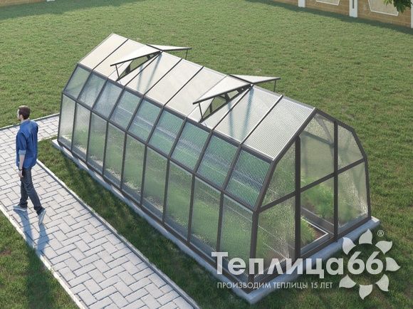 Теплица Рада Ладога из поликарбоната, 2.65х6 метров, графитовая