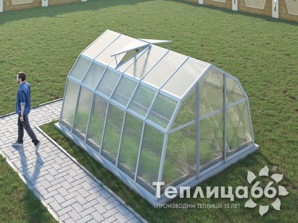 Теплица Рада Байкал из поликарбоната, 3x4 метра, белая