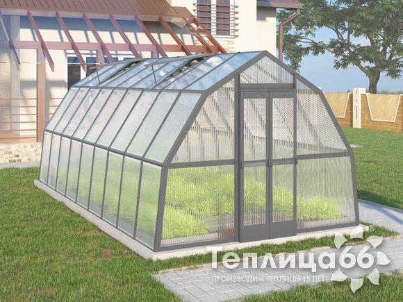 Теплица Рада Рица из поликарбоната, 3x6 метров, графитовая