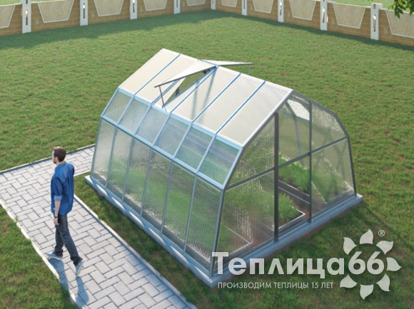 Теплица Рада Таймыр под поликарбонат, ширина 3,5 метра